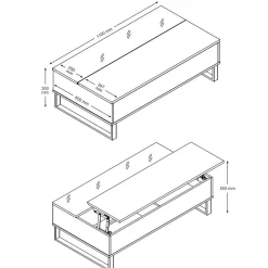 Couchtisch Izzy 110cm - Eiche/schwarz
