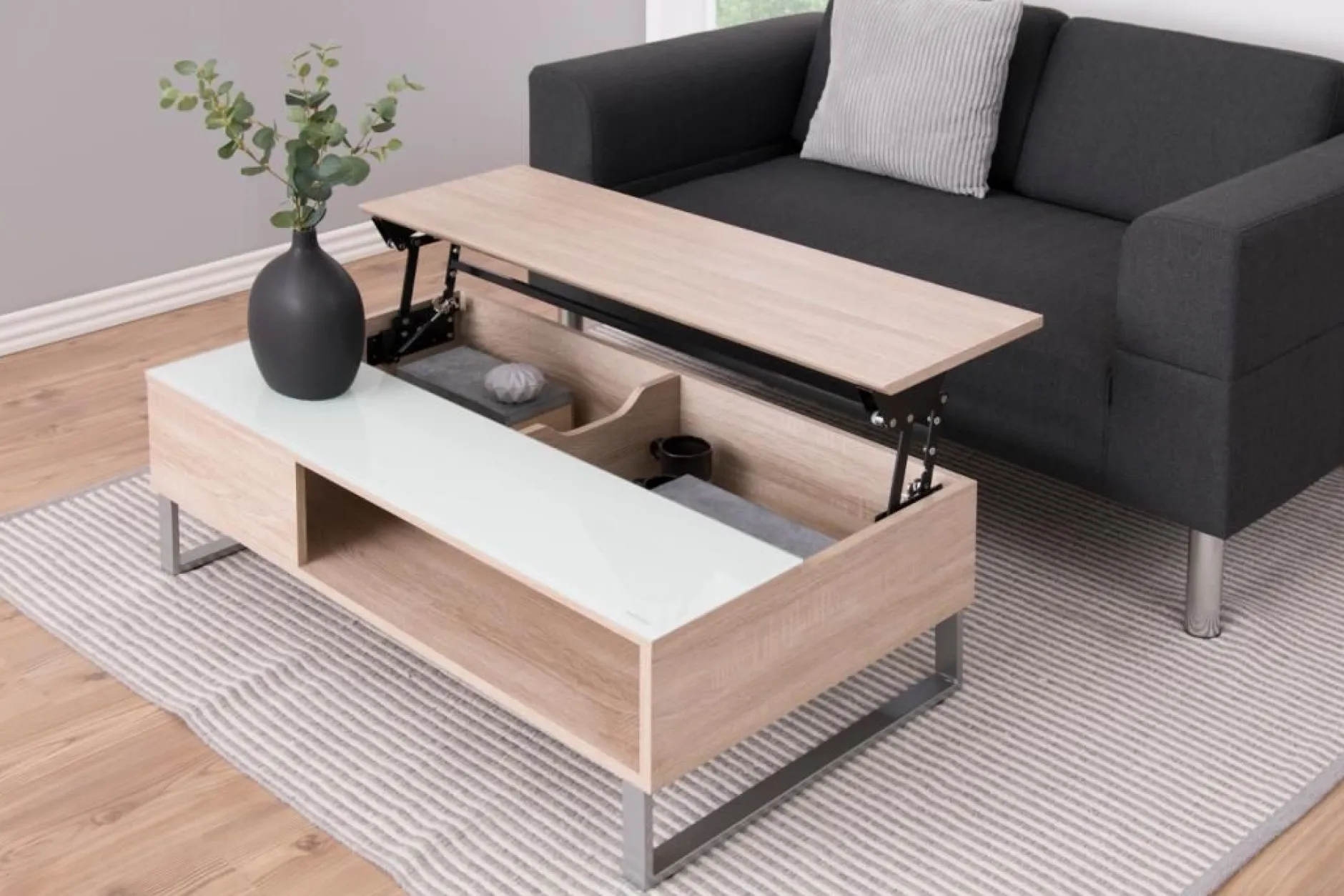 Couchtisch Izzy 110cm - Eiche/Weiß