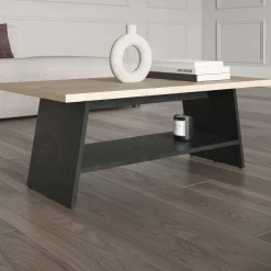 Couchtisch Jacynthe - 91x45x34cm - Eiche Dekor/Betonoptik