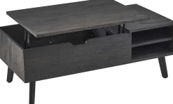 Couchtisch Justine - 120x60x45cm - verstellbar - mit Ablage - dunkelbraun