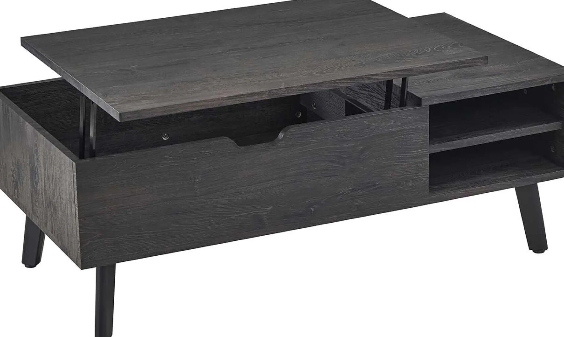 Couchtisch Justine - 120x60x45cm - verstellbar - mit Ablage - dunkelbraun