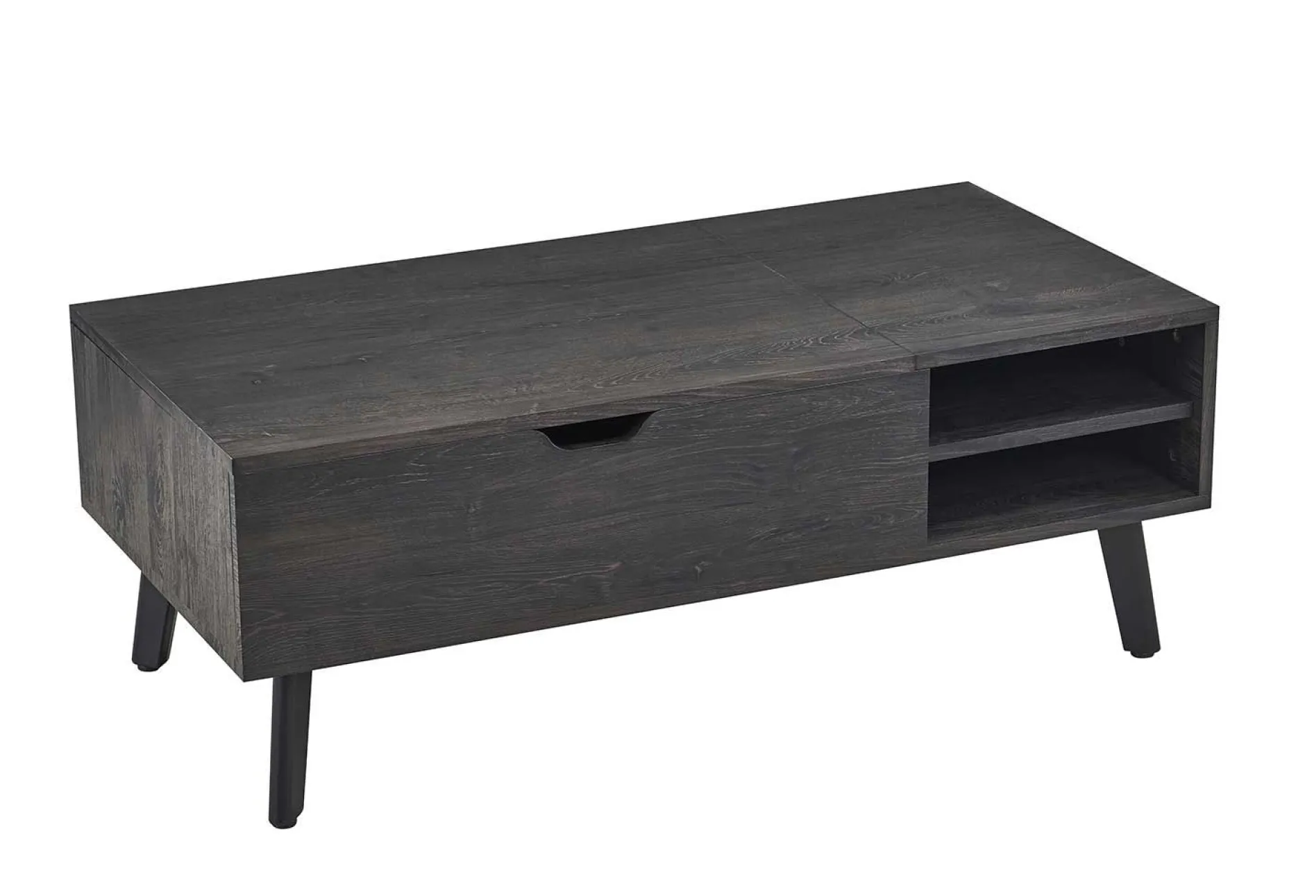 Couchtisch Justine - 120x60x45cm - verstellbar - mit Ablage - dunkelbraun