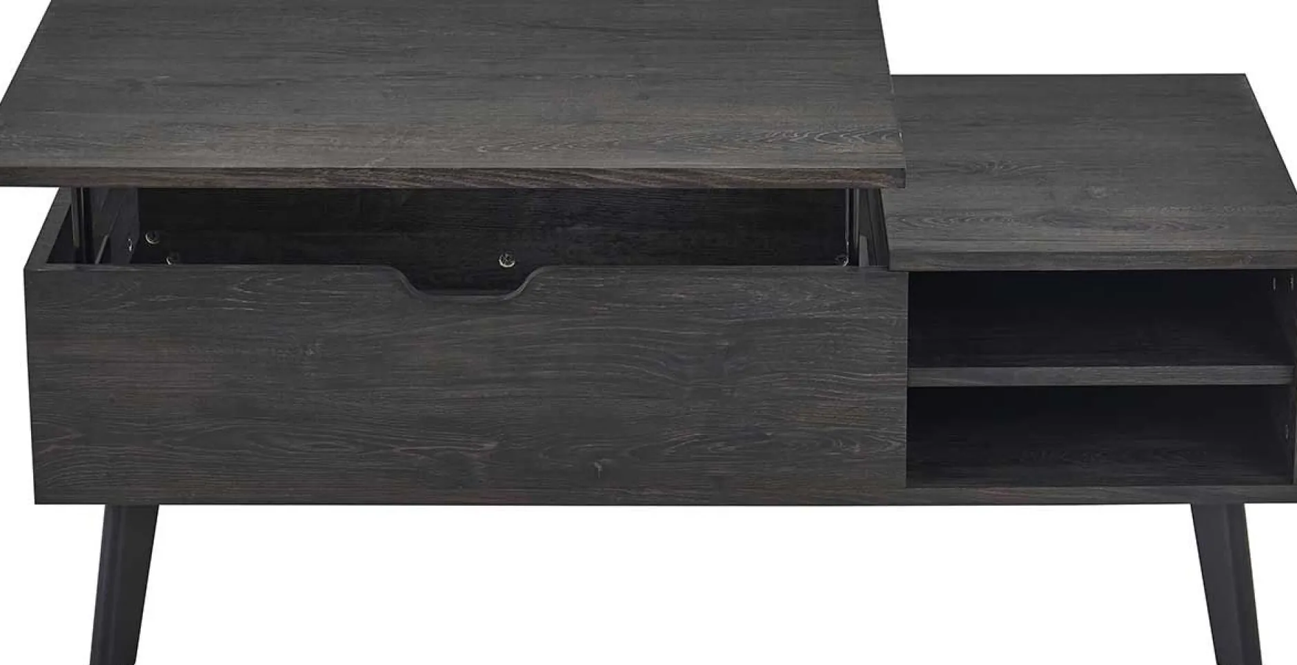 Couchtisch Justine - 120x60x45cm - verstellbar - mit Ablage - dunkelbraun