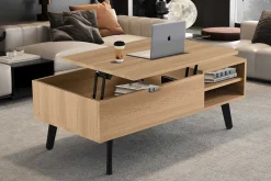Couchtisch Justine - 120x60x45cm - verstellbar - mit Ablage - Eiche Dekor