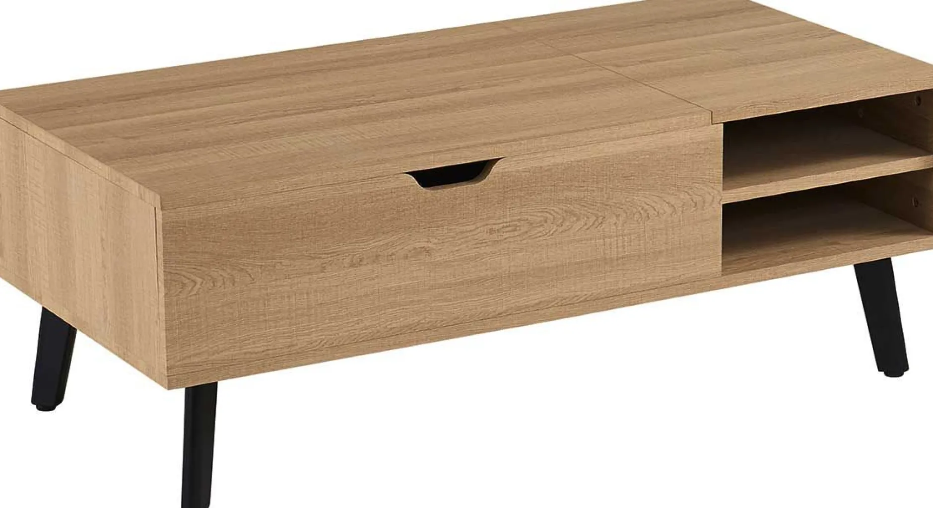 Couchtisch Justine - 120x60x45cm - verstellbar - mit Ablage - Eiche Dekor