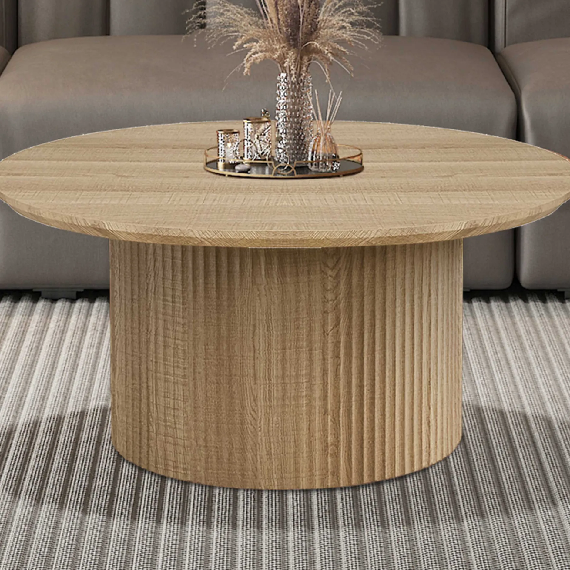 Couchtisch Lagos - Ø80x38cm - Eiche Dekor