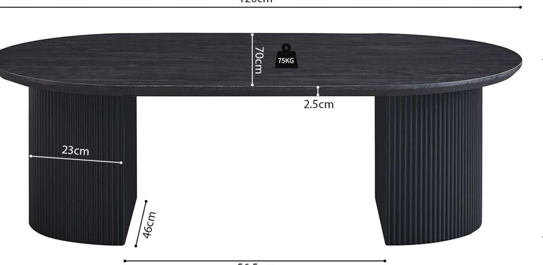 Couchtisch Lagos | 120 x 70 x 38 cm | Dunkelbraun