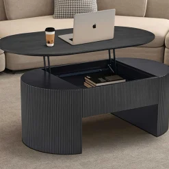 Couchtisch Lagos - 120x70x45cm - verstellbar - mit Ablage - dunkelbraun