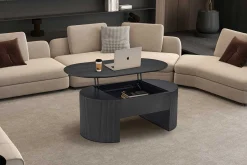Couchtisch Lagos - 120x70x45cm - verstellbar - mit Ablage - dunkelbraun