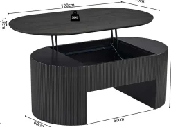 Couchtisch Lagos - 120x70x45cm - verstellbar - mit Ablage - dunkelbraun