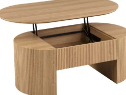 Couchtisch Lagos - 120x70x45cm - verstellbar - mit Ablage - Eiche Dekor