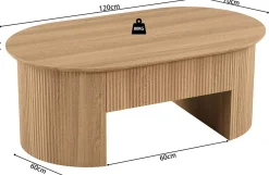 Couchtisch Lagos - 120x70x45cm - verstellbar - mit Ablage - Eiche Dekor