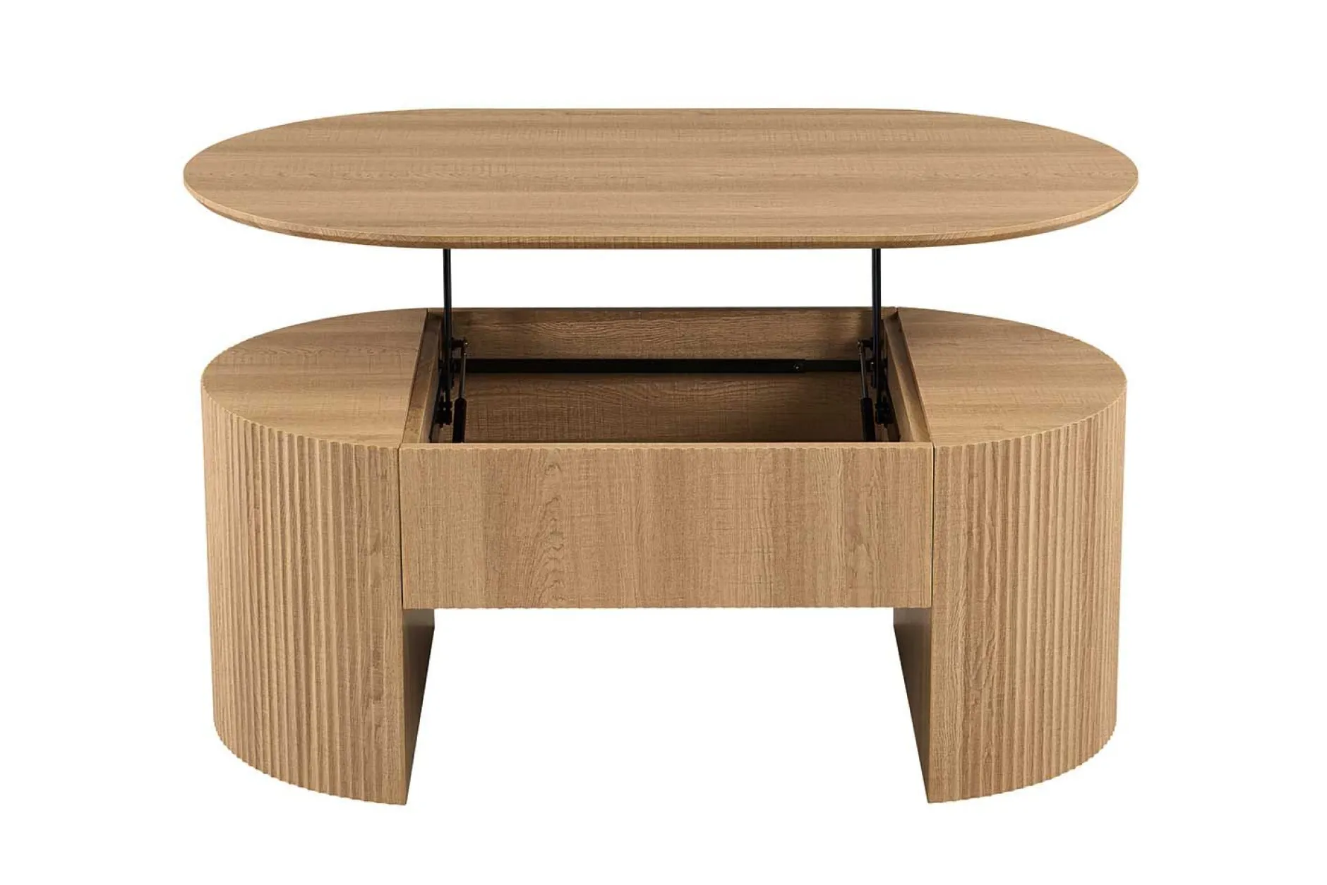 Couchtisch Lagos - 120x70x45cm - verstellbar - mit Ablage - Eiche Dekor