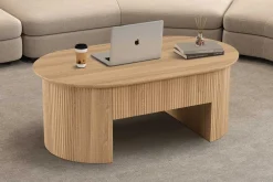 Couchtisch Lagos - 120x70x45cm - verstellbar - mit Ablage - Eiche Dekor
