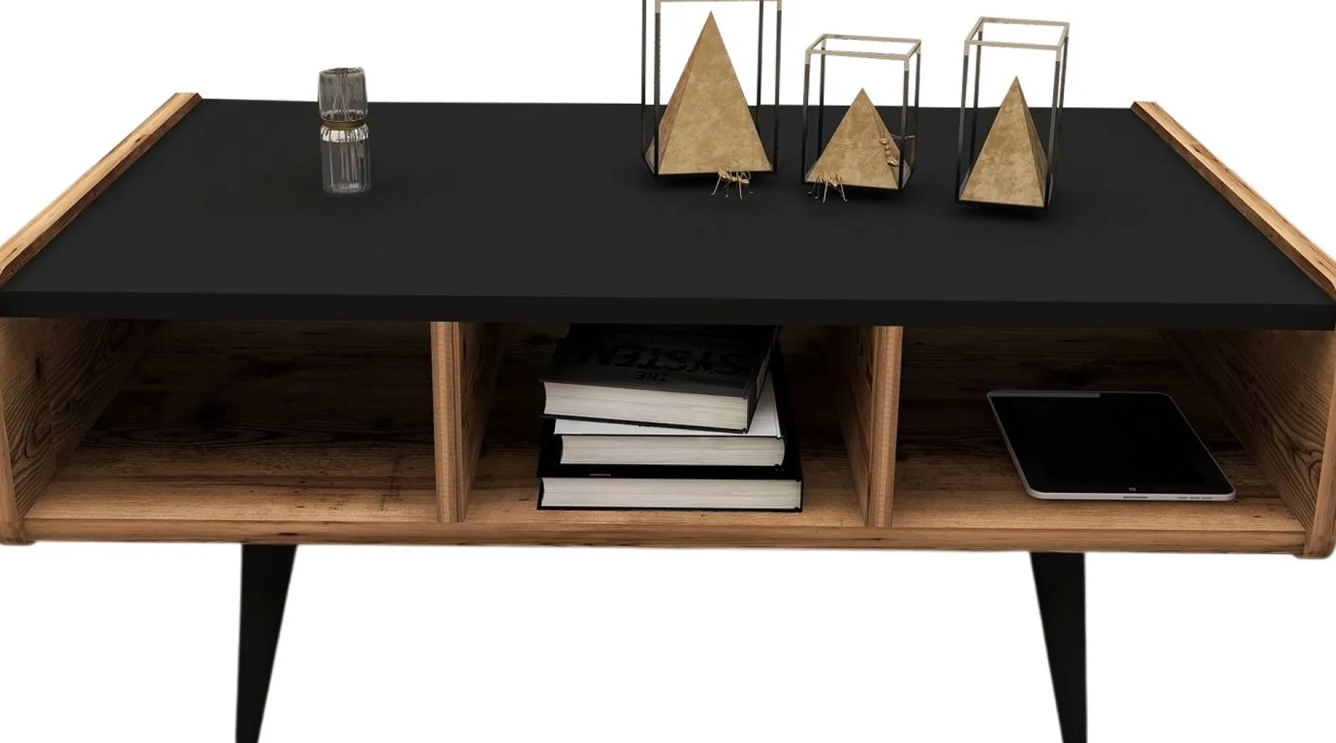 Couchtisch Line - 100% MELAMINE - Heller Nussbaum - 90 x 40 x 56 cm