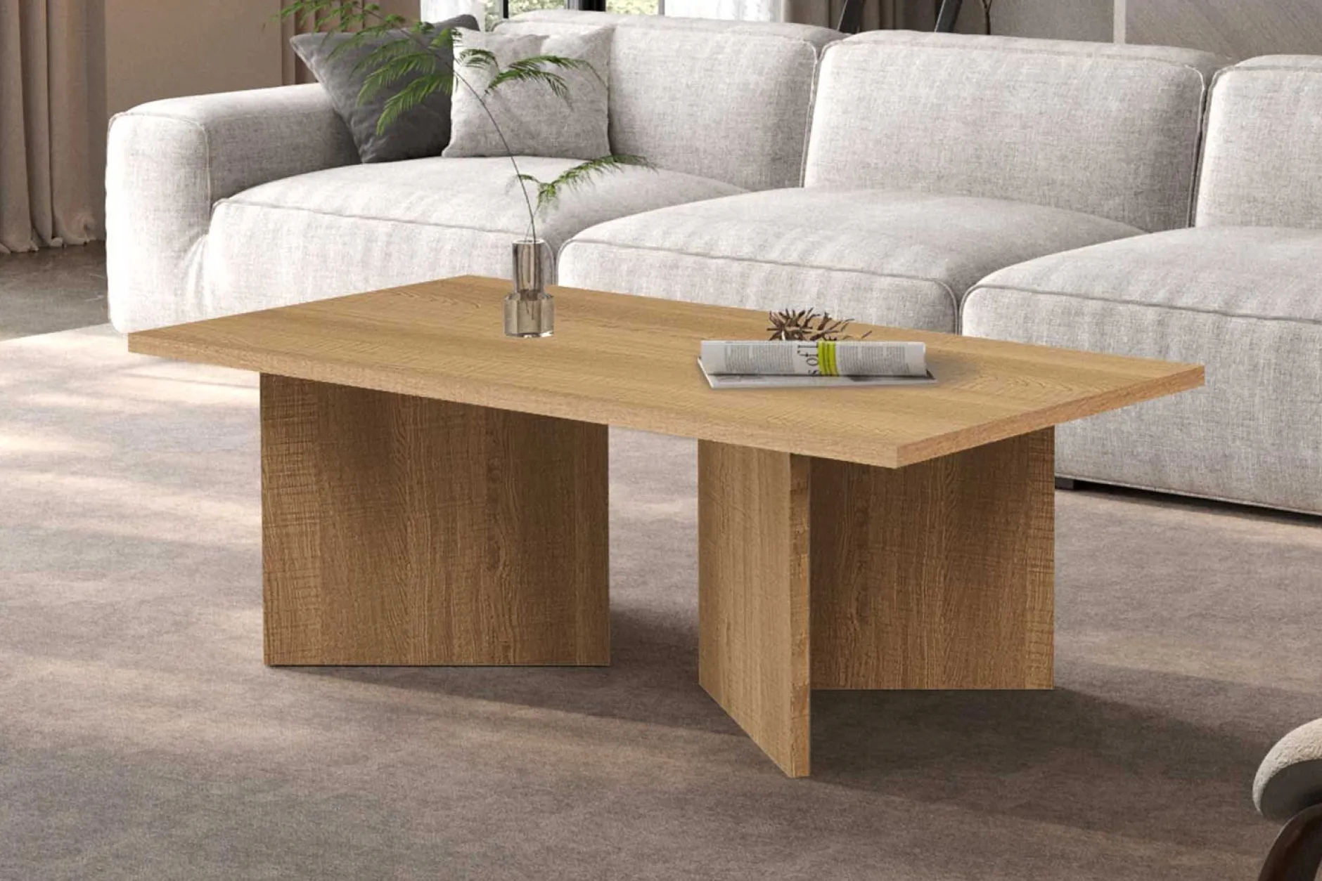 Couchtisch Litar - 125x65x42cm - Eiche Dekor