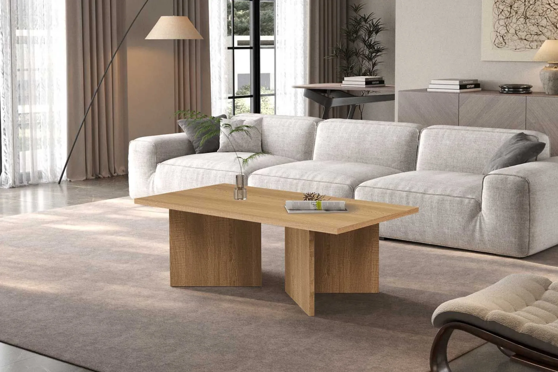 Couchtisch Litar - 125x65x42cm - Eiche Dekor