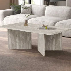 Couchtisch Litar - 125x65x42cm - Travertin grau