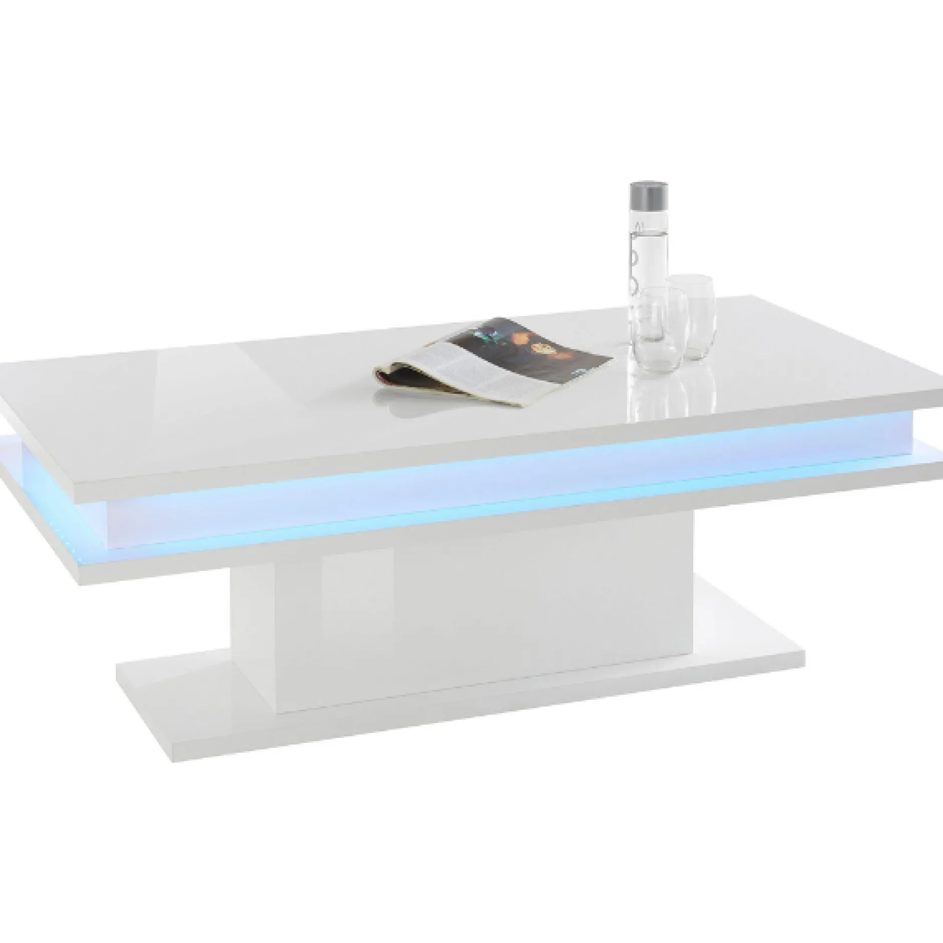 Couchtisch Little Big | Inklusive Beleuchtung | 100 x 55 x 42 cm | High Gloss White