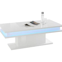 Couchtisch Little Big | Inklusive Beleuchtung | 100 x 55 x 42 cm | High Gloss White
