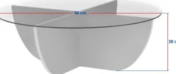 Couchtisch Liya - 100% TEMPERED GLASS - Travertin - 30 x 90 x 90 cm