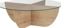 Couchtisch Liya - 100% TEMPERED GLASS - Saphireiche - 30 x 90 x 90 cm