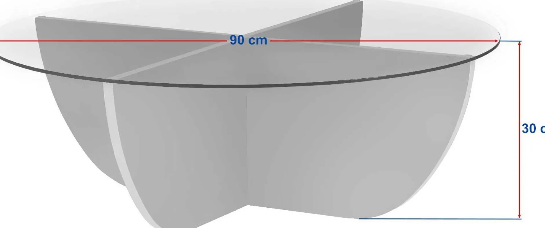 Couchtisch Liya - 100% TEMPERED GLASS - Walnuss - 30 x 90 x 90 cm