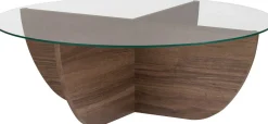 Couchtisch Liya - 100% TEMPERED GLASS - Walnuss - 30 x 90 x 90 cm