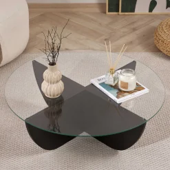 Couchtisch Liya - 100% TEMPERED GLASS - Holzschwarz - 30 x 90 x 90 cm