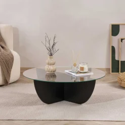 Couchtisch Liya - 100% TEMPERED GLASS - Holzschwarz - 30 x 90 x 90 cm