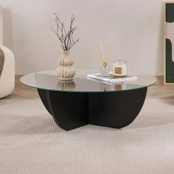 Couchtisch Liya - 100% TEMPERED GLASS - Holzschwarz - 30 x 90 x 90 cm
