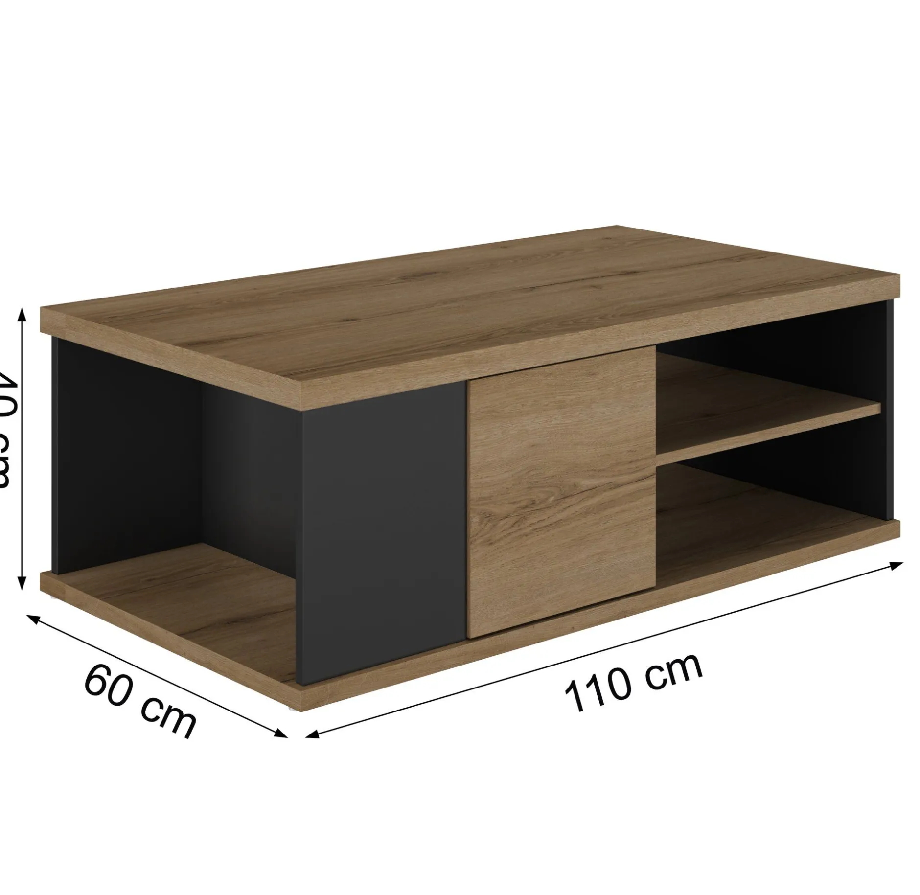 Couchtisch Magda | 110 x 60 x 40 cm | Brown Matte Black