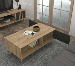 Couchtisch Malmo - 120x60x45cm - mit Ablage - Eiche Dekor/anthrazit