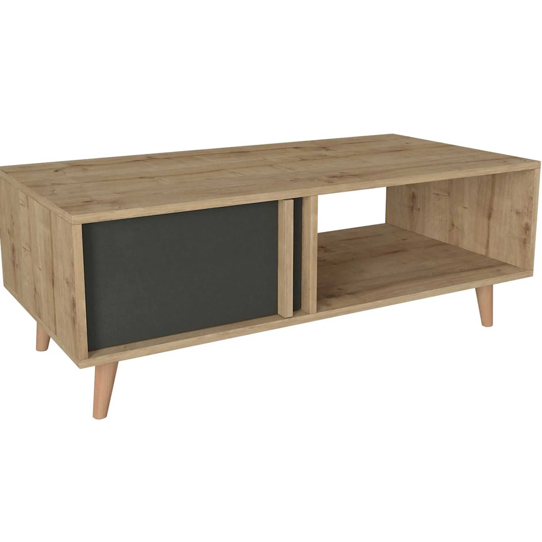 Couchtisch Malmo - 120x60x45cm - mit Ablage - Eiche Dekor/anthrazit