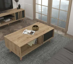 Couchtisch Malmo - 120x60x45cm - mit Ablage - Eiche Dekor/anthrazit