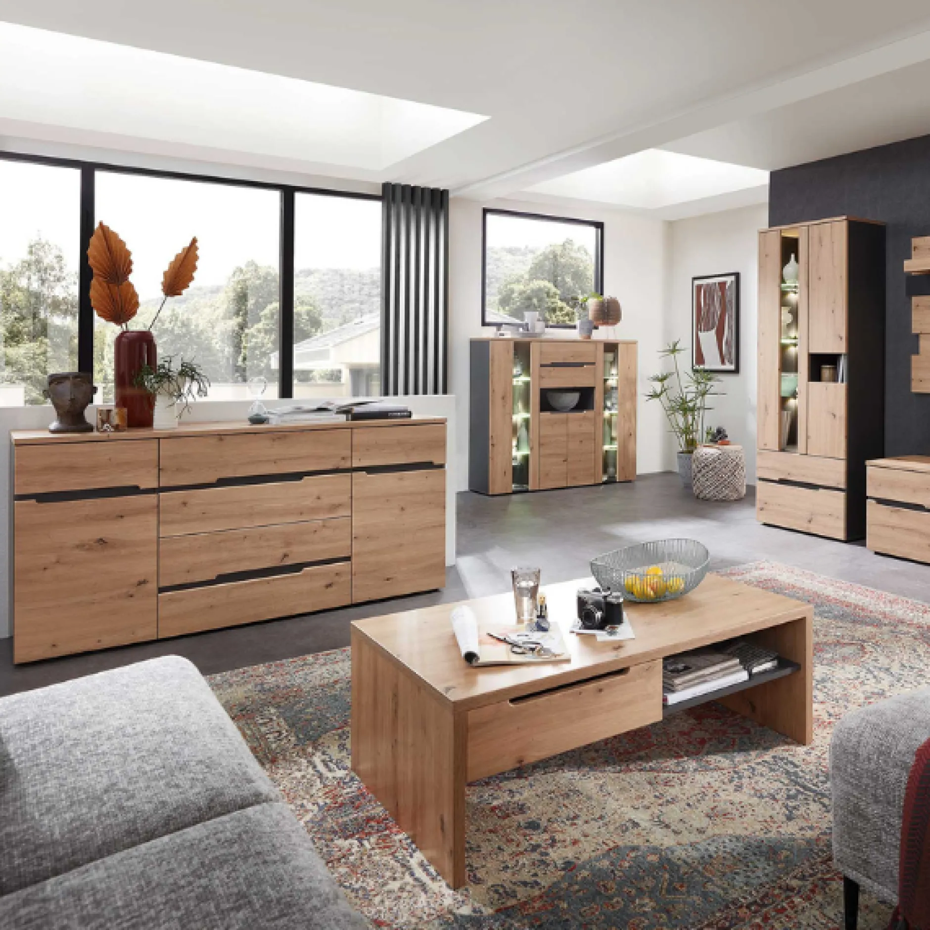 Couchtisch Medina 110x65cm 2 Schubladen - Eiche