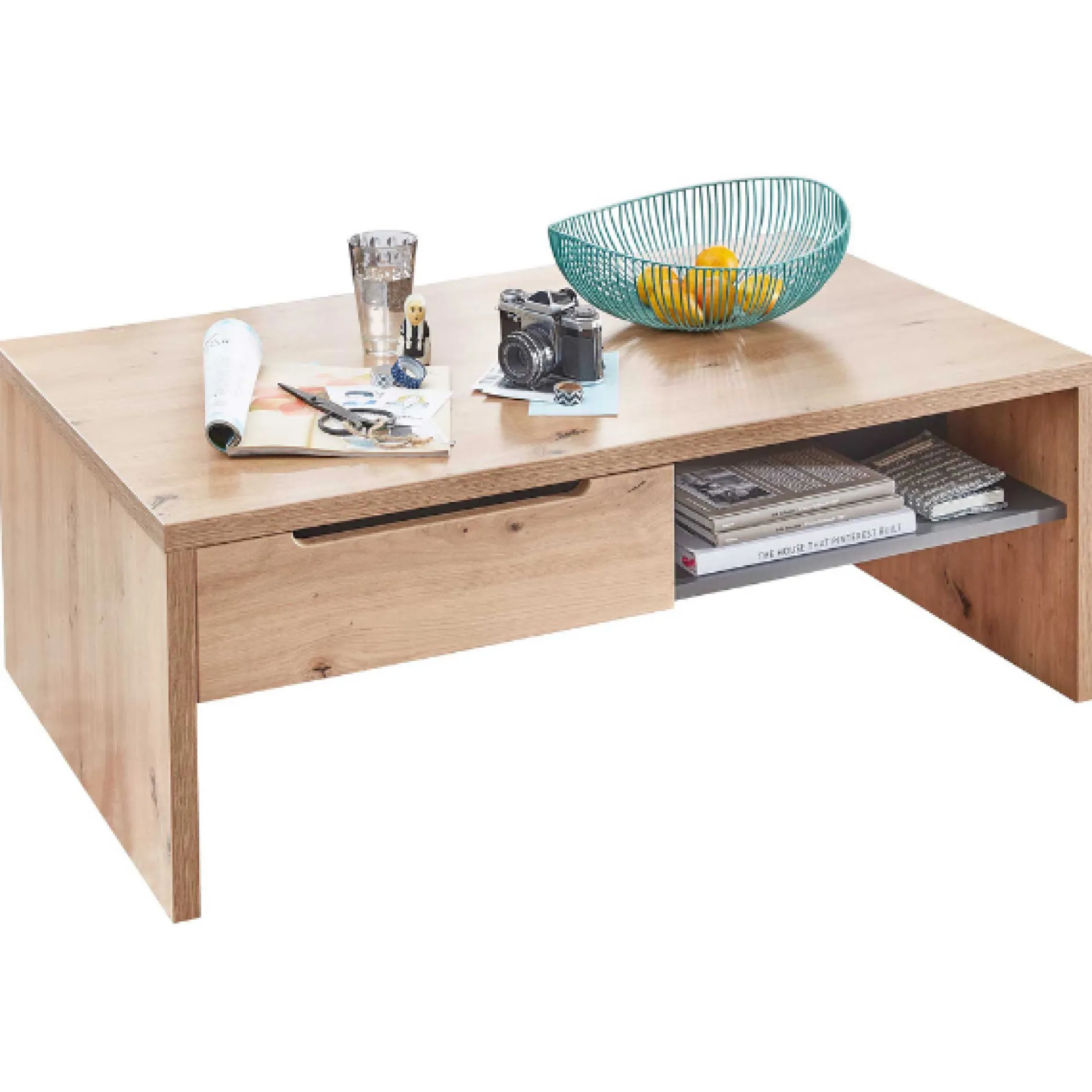 Couchtisch Medina 110x65cm 2 Schubladen - Eiche