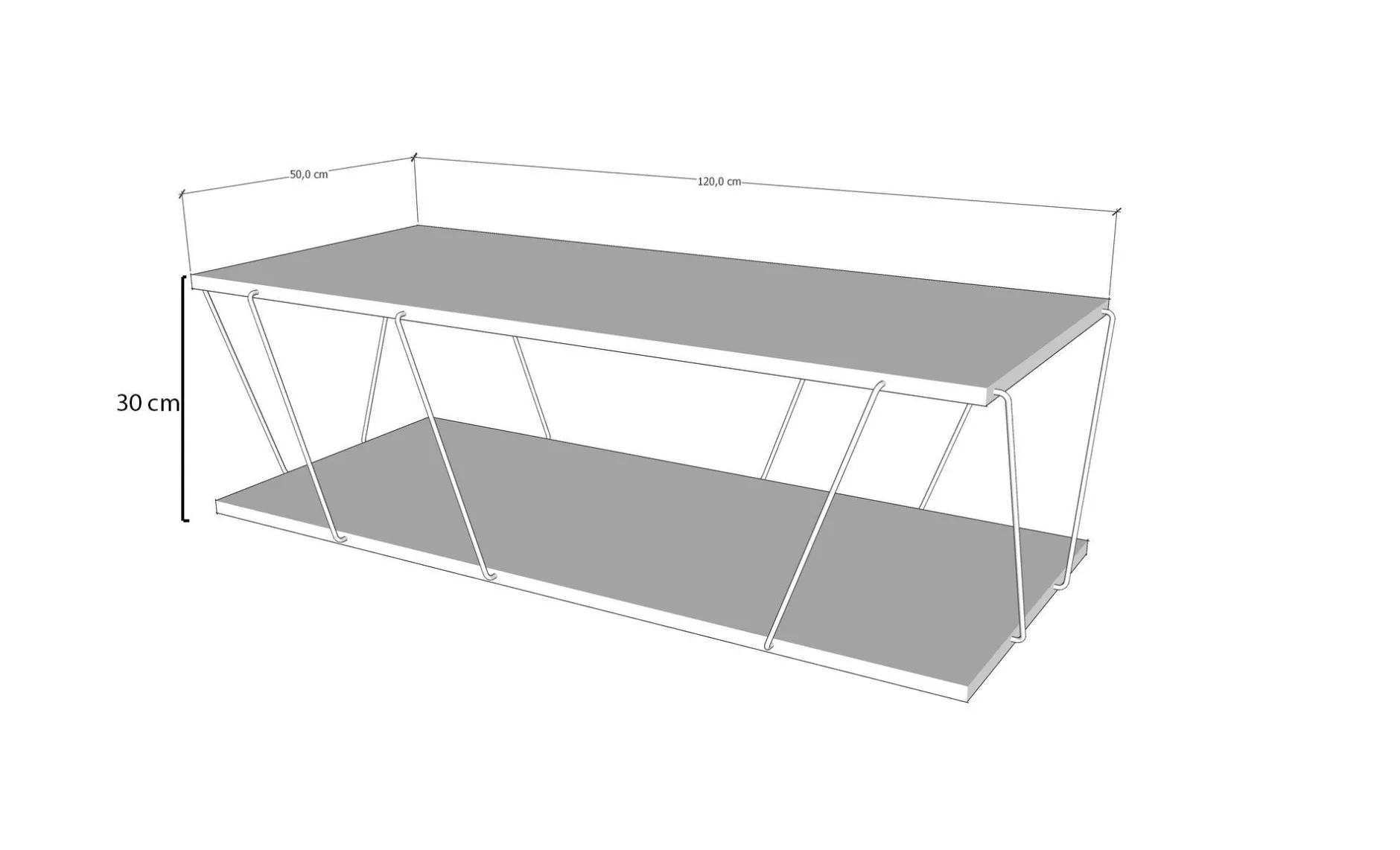 Couchtisch | 100% Melaminbeschichtung | Metallgestell | 120x30x50 cm | Gelb Schwarz