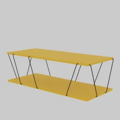 Couchtisch | 100% Melaminbeschichtung | Metallgestell | 120x30x50 cm | Gelb Schwarz
