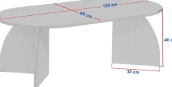 Couchtisch Melina - 100% MELAMINE - Holzschwarz - 40 x 60 x 120 cm
