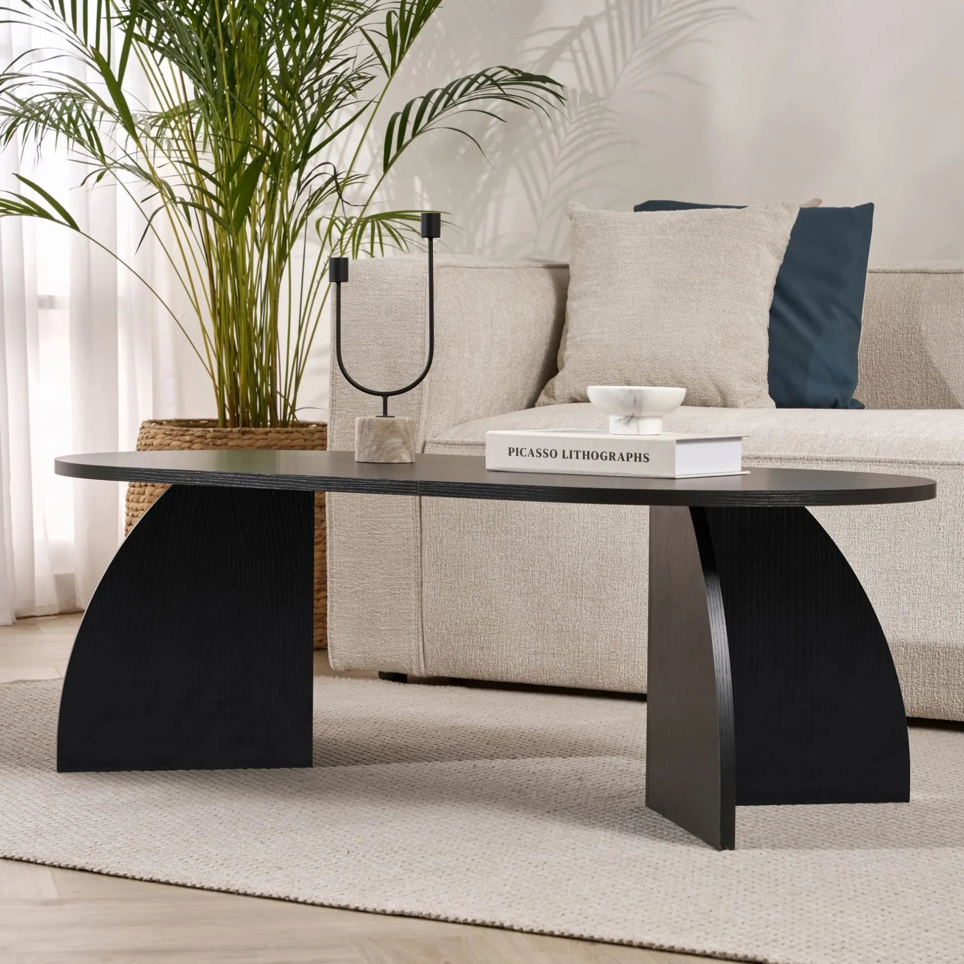 Couchtisch Melina - 100% MELAMINE - Holzschwarz - 40 x 60 x 120 cm