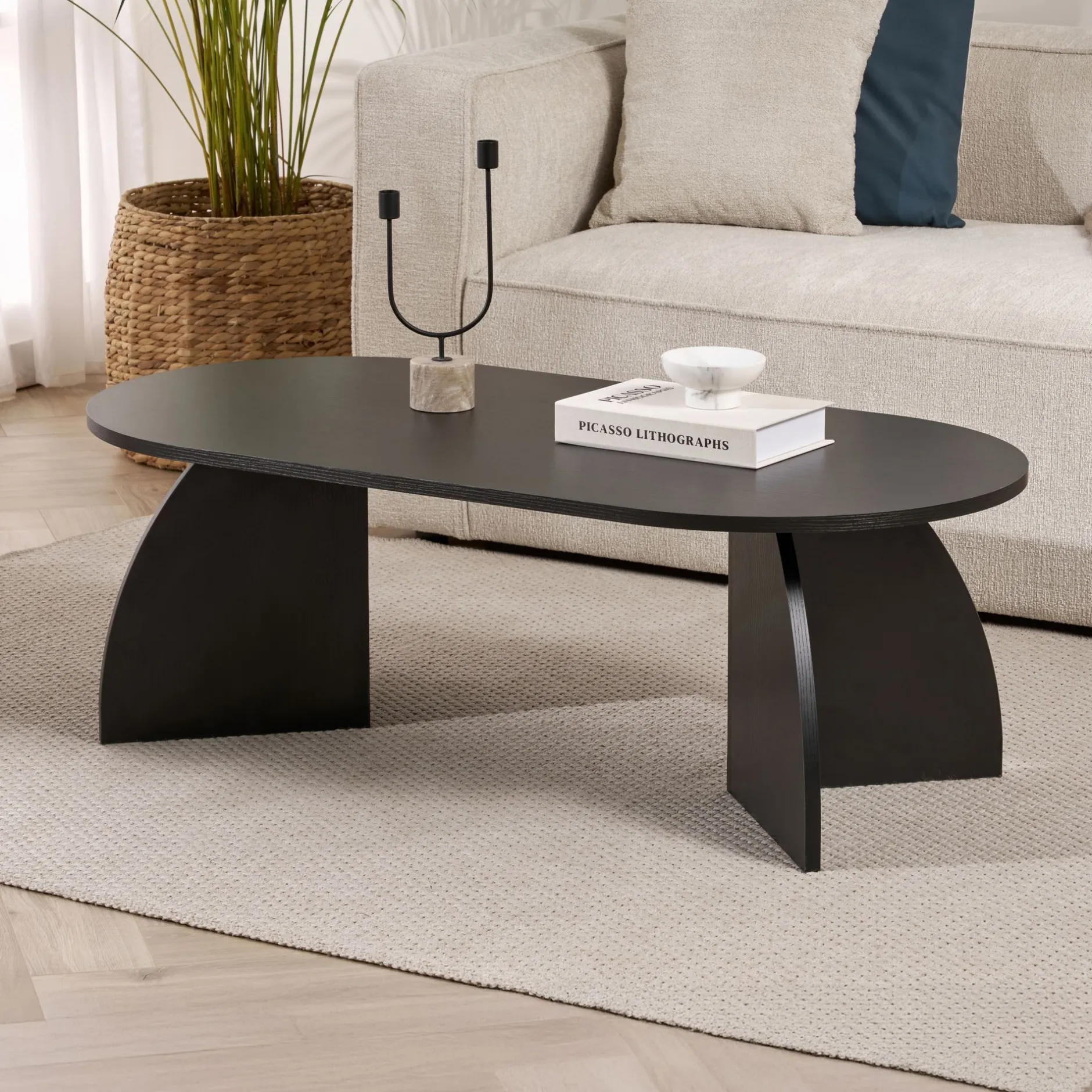 Couchtisch Melina - 100% MELAMINE - Holzschwarz - 40 x 60 x 120 cm