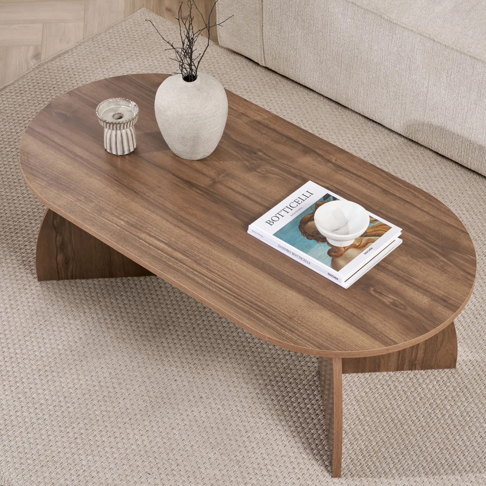 Couchtisch Melina - 100% MELAMINE - Walnuss - 40 x 60 x 120 cm