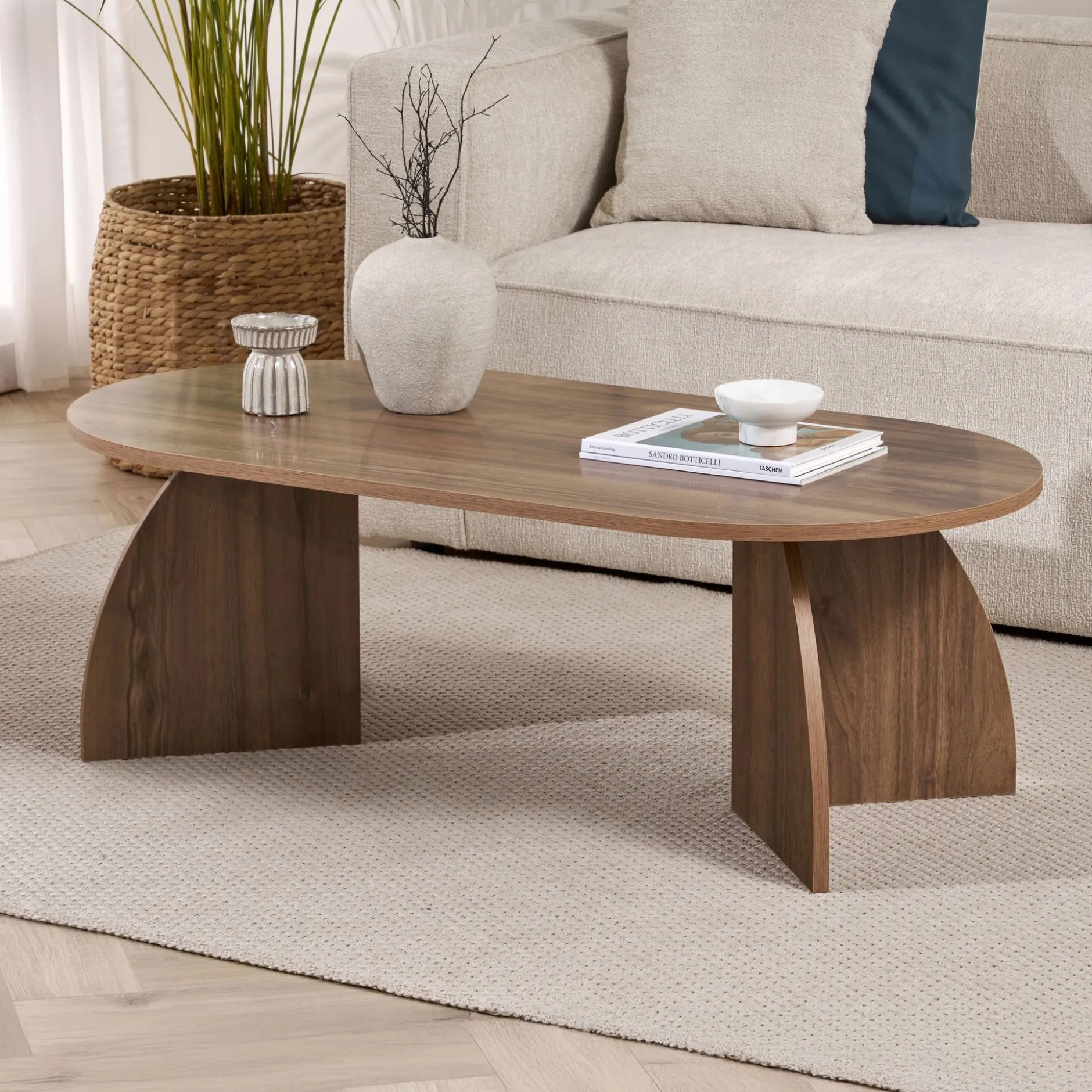 Couchtisch Melina - 100% MELAMINE - Walnuss - 40 x 60 x 120 cm