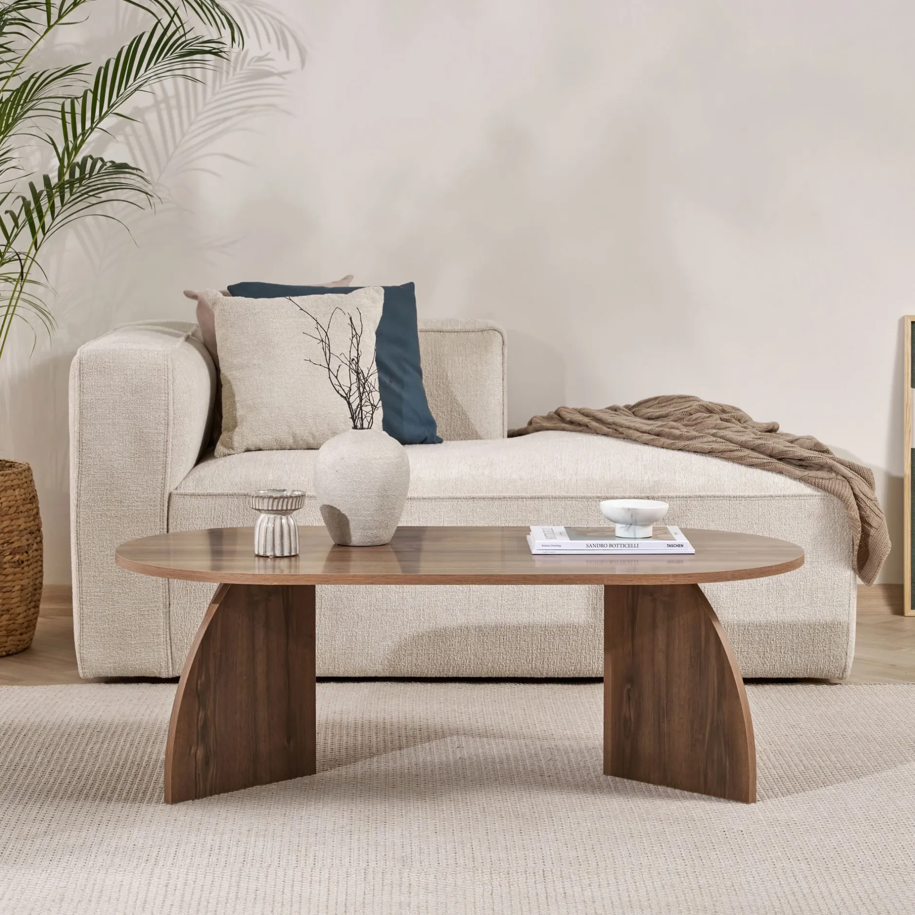 Couchtisch Melina - 100% MELAMINE - Walnuss - 40 x 60 x 120 cm