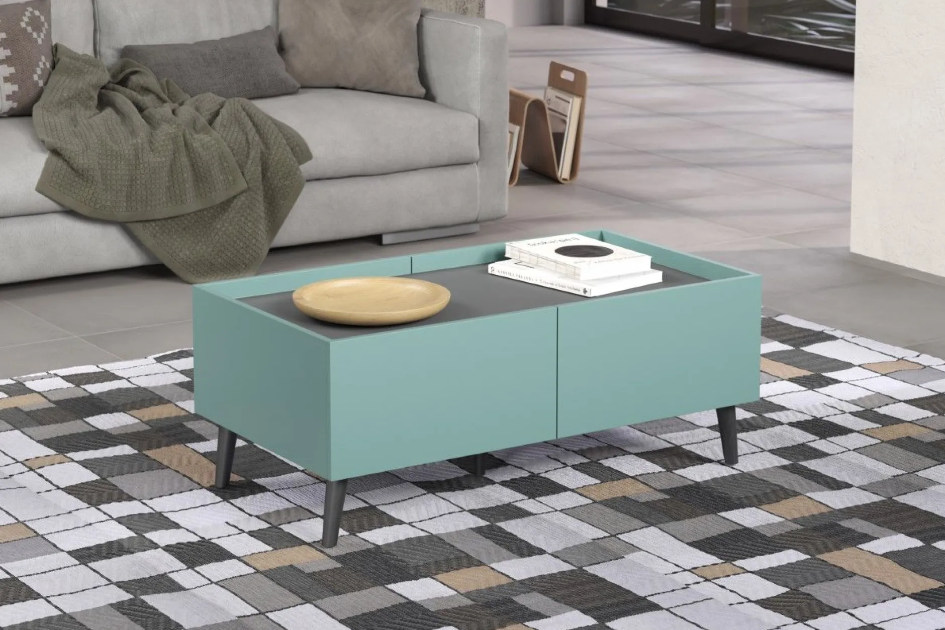 Couchtisch Melton | 110 x 60 x 44 cm | Anthrazitblau