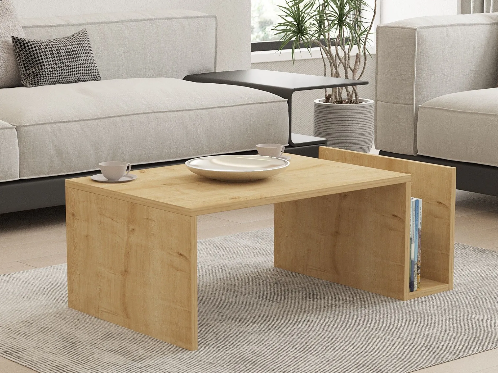 Couchtisch Memo - 100% MELAMINE - Saphireiche - 86,8 x 32,4 x 50 cm