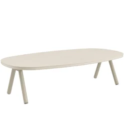 Couchtisch Midleton Gartenmöbel Aluminium Travertin 130x70x30cm Beige