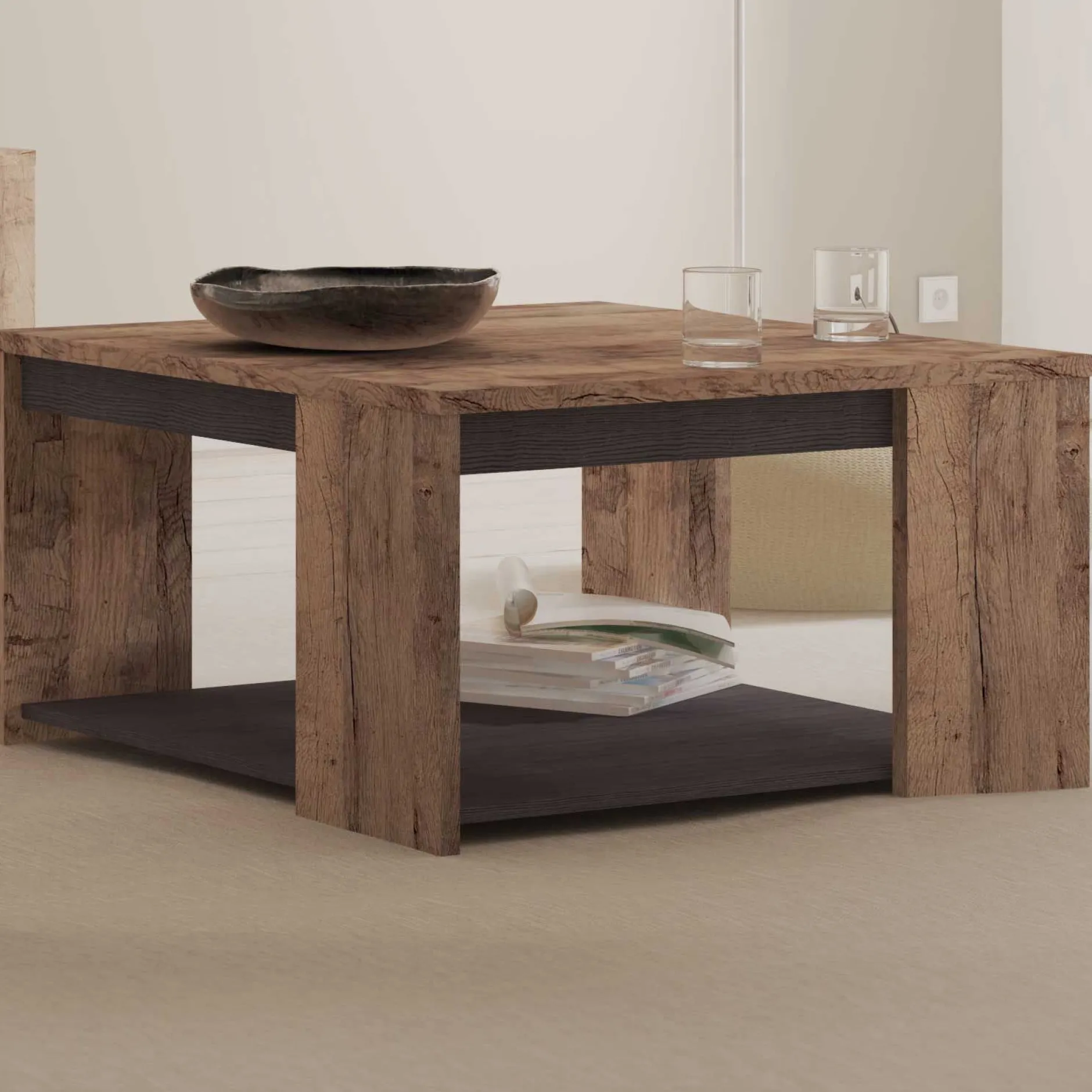 Couchtisch Monaco | 80 x 80 x 44,2 cm | Braun