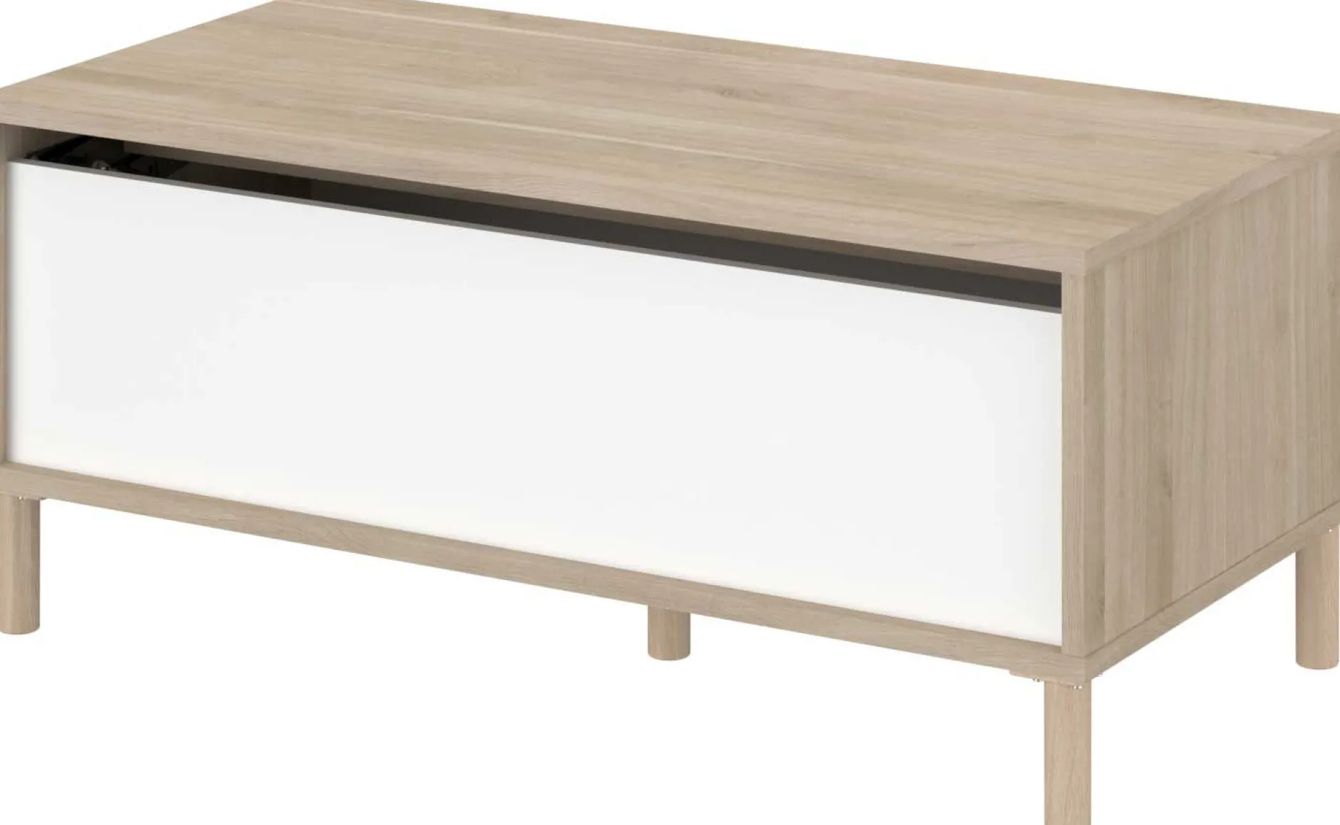 Couchtisch Morpheus - 100x50x44-65cm - mit Ablage - Eiche Dekor/Weiß